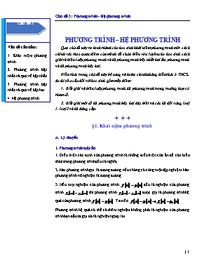 Chuyên đề Toán lớp 10 - Phương trình hệ phương trình (Có đáp án và lời giải)